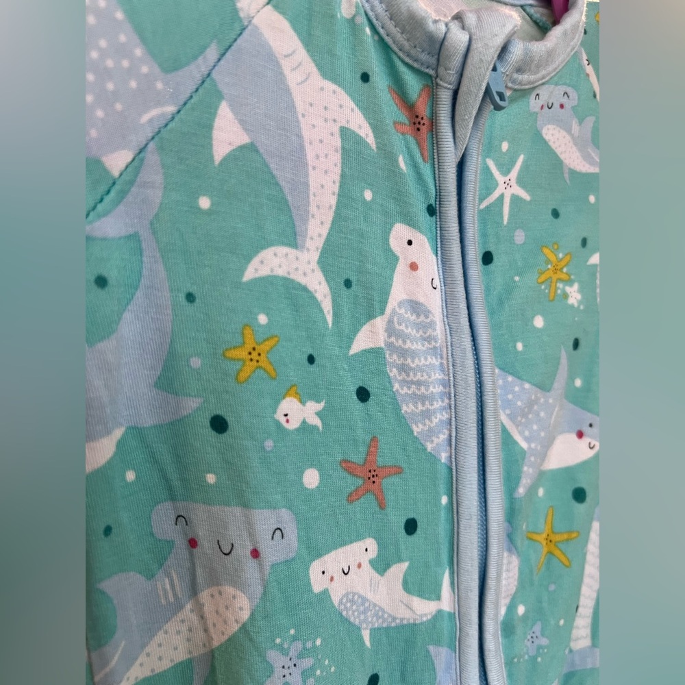 Little Sleepies Shark Soirée Zippy Pajamas Size Newborn GUC - Picture 3 of 8